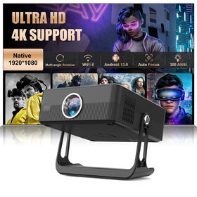 1080P Full HD Projektor mit 4K-Unterstützung, 300+ ANSI Lumen, Streaming Media Player mit WLAN & Bluetooth, Smart Beamer für Heimkino