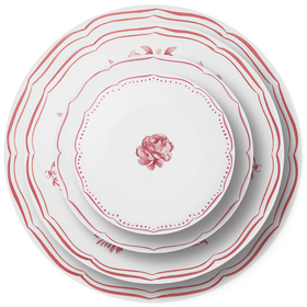 Florales Geschirr Hochzeitsgeschirr Sets mit Platztellern, Rosa Speisetellern, Floral Kaffeetassen und Speisetellern