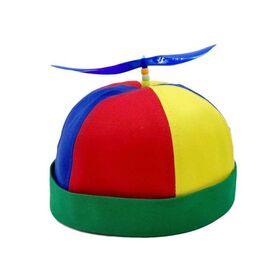 Gorro Beanie Personalizado con Hélice Arcoíris | Gorro Miki Novedoso con Ventilador Giratorio para Parques Temáticos | Carnaval Premium Bloque de Color