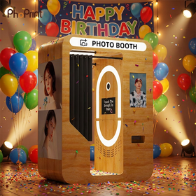 Booth Foto Korea Kayu Vintage Retro Lepas Pasang untuk Selfie, Kios untuk Pesta Bar, Acara, Perjamuan