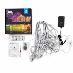 Outdoor Lights for House,100ft RGB+IC Smart Outdoor Decor, 50Scene Modes App/Remote Control,IP67Waterproof,Holiday Party Decor