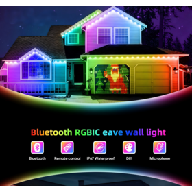 Waterproof IP67 Smart RGB LED Eave Lights- Christmas Holiday Garden Decor Outdoor Light Strips