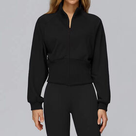 Kapuzenpullover mit Stehkragen und Reißverschluss für Damen – Winddichte und warme Fitnessjacke für Laufen im Freien, individuelle Yoga-Mäntel für Damen erhältlich