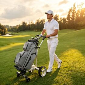 Carro de golf motorizado ligero 2026 G1 de 5 ruedas, de aleación de aluminio, portátil y operado por control remoto