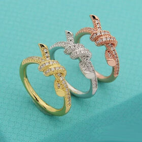 Luxury 18k Gold Plated Knotted Ring Vintage Knotted Ring for Women Minimalist Wedding Engagement Gift Jewelry