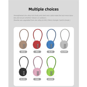 قفل كابل برقم سري مكون من 3 أرقام من المصنع، قفل مقاوم للعوامل الجوية مع سلك رفيع لحقيبة الظهر والأمتعة وحقيبة السفر وصندوق البريد وخزانة الصالة الرياضية