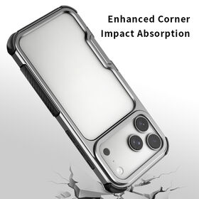 Capa Protetora Tipo Para-choque com Estrutura de Alumínio para iPhone 17 Pro Max, Sem Painel Traseiro, Design Aberto, Antichoque