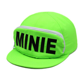 Individuelle neongrüne Snapback-Kappe mit funktioneller Reißverschlusstasche | Premium "MINIE" Streetwear-Kappe | Großhandels-Novelty-Utility-Hut