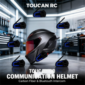 Auriculares Bluetooth para Motocicleta TOUCARE V10: Intercomunicador Impermeable de Larga Distancia para Motociclistas de Casco Abierto/Cerrado
