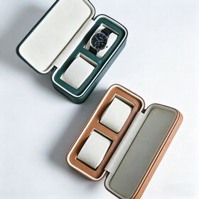 Estuche de Viaje de Cuero PU para Relojes (2/4 Ranuras) al por Mayor con Logo Personalizado y Cremallera - Caja de Almacenamiento de Lujo para Relojes con Almohada Suave