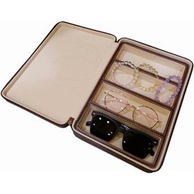 Estuches de Lujo para Gafas de Cuero Genuino - Cajas para Gafas de Sol de 2/3/4 Ranuras, Estuche de Viaje Personalizado para Joyas y Relojes con Divisores