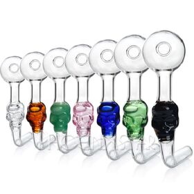 Wholesale Phoenixstar Mix Colors Curved Glass Pipe 4 Inches Skull Pipe Sweet Puff Pipe Oil Burner