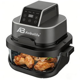 Anbolife New Wholesale OEM 4-In-1 Portable Glass Air Fryer GS CE CB Certificate 1.5L/4L Glass Pot Home Kitchen Appliance