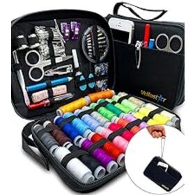 New Travel sewing kits Simple Style Square Leather Sewing Kit with 95-Piece Storage Box