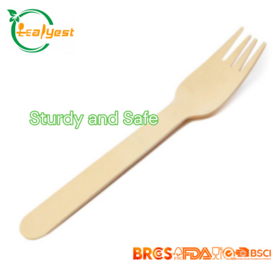 Tenedores de madera compostables de 160mm para comer 6,5 "libre de astillas para comer, fiesta, camping, viajes, cenas familiares