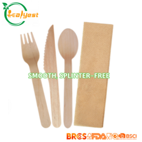 Ensemble de couverts en bois biodégradable 3 en 1 Alternative en gros sans plastique aux couverts en bambou compostables et parfaits pour les mariages