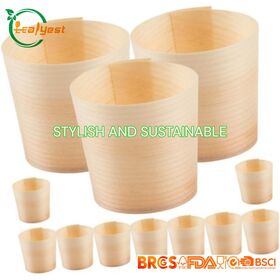 60mm Écologique En Bois Jetable Rond Tasse Jetable Mini Tasses de Service