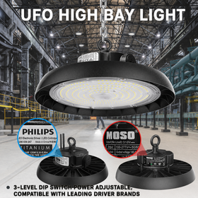 Dimmable, Three-Color-Temperature, IP65 UFO LED Industrial and Mining Light - High-Ceiling Lighting