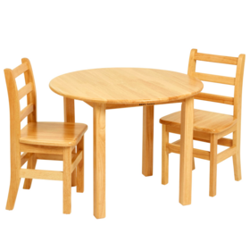 Best Quality 30in Round Hardwood Table and Chair Set, 14in Seat Height, Kids Furniture