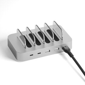 Stasiun pengisian daya USB multi-ponsel universal portabel, 4 port, desktop, untuk kantor keluarga dan penggunaan publik