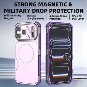 Casing Ponsel Magnetik Kuat, Pelindung Tahan Guncangan TPU PC, Kompatibel Pengisian Nirkabel untuk Seri iPhone 15, 16, 17