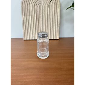 Embossed Glass Spice Bottle with Metal Shaker Cap