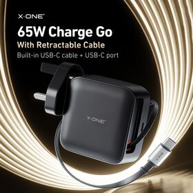 X.ONE ChargeGo 65W Retractable Cable all-in-one charging with a built-in cable and powerful 65W output Mobile Phone Adapter