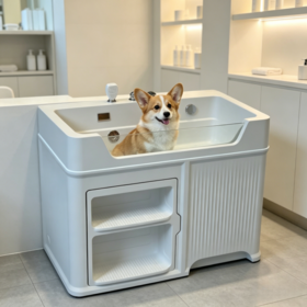 USMILEPET Profissional Acrílico Pet Spa Banheira Embutido Secador Compartimento Massagem Dog Grooming Station Animal Lavagem Pia