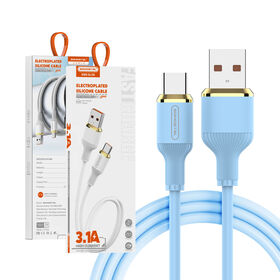 Silicone Fast Charging Cable 3.1A High Speed USB Cable with Gold Plated Connector Durable 6000+ Bending Resistance