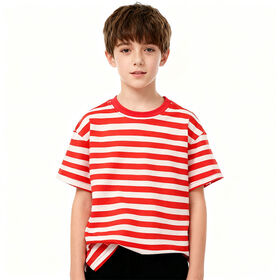 Niños niños verano manga corta rayas suelta cuello redondo pullover o cuello al por mayor niños ropa Tops moda suave diario Camisetas Tees