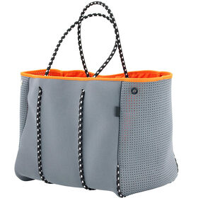 Customize Fashionable Gray Color Famous Style Neoprene beach bag tote bag large shopping handbag with removable small pouch