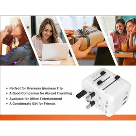 شاحن سفر عالمي بتصميم متعدد المنافذ USB، معدات سفر معتمدة من CE للهواتف الذكية والأجهزة اللوحية والملحقات