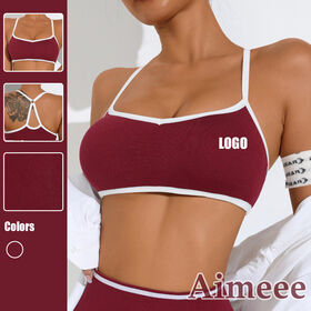 حمالة صدر نسائية للركض رياضية حمراء عالية الدعم لليوجا