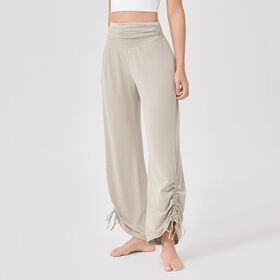High Waist Damen Yoga Schlaghosen mit Gummizug - Locker sitzende, atmungsaktive, schnell trocknende Modal-Sportbekleidung mit Vier-Wege-Stretch