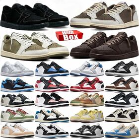 Travis Scott Schuhe 1 Low Basketballschuhe Herren Sneaker 'Reverse Mocha', 'Black Phantom', 'Military Blue', 'Fragment' High 1 Lows Outdoor Sport