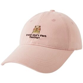 Casquette de baseball style dad hat, 6 panneaux, couleur rose, avec logo brodé plat d'animaux mignons, streetwear, doux