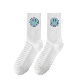 Chaussettes mignonnes en coton de haute qualité pour femmes et filles, motif cœur et visage heureux, douces et confortables