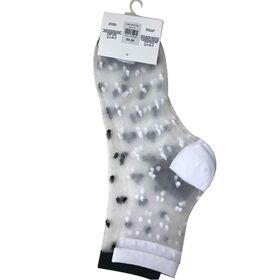 Neues Design Mesh-Halbsocken mit durchgehendem Jacquard-Logo, Knöchel-/Zehen-/Fersenpartie aus reiner Baumwolle, andere Teile aus transparentem Polyester-Mesh-Gewebe