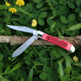 High Quality Red OX Bone Handle EDC Knives Small Folding 420 Double Blade Survival Outdoor Camping Survival Utility Pocket Knife