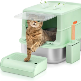 Preço de fábrica Non-stick Totalmente Fechado Aço Inoxidável Grande Litter Cat Box com Tampa Alta