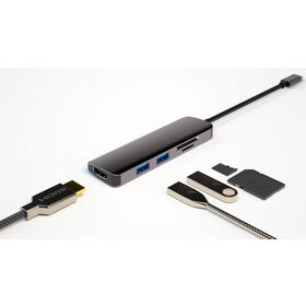 USB C Hub 6-in-1 mit 4K HDMI, 100W Stromversorgung, USB 3.0/2.0, SD/TF Dual Kartenleser, Kompakter Multiport Adapter für Laptops, Handys