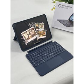Full 360 Swivel Keyboard Case with Dual Pen Holders & Oil Stain Scratch Proof PU for iPad 7 8 9 10 Air Pro 10.2/10.5/10.9/11 inch
