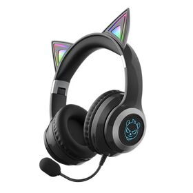 OEM/ODM Auriculares Bluetooth 6.0 de Gato con Driver de 40mm, Logo Personalizado, Inalámbricos, 10H de Reproducción, Auriculares RGB con Micrófono