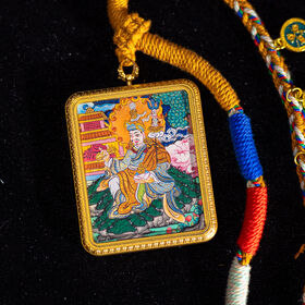 4.5-5.5cm Guru Rinpoche Buddha Hand-painted Thangka Art Pingentes Cultura Tibetana Jóias Espirituais Presentes Religiosos para Unisex