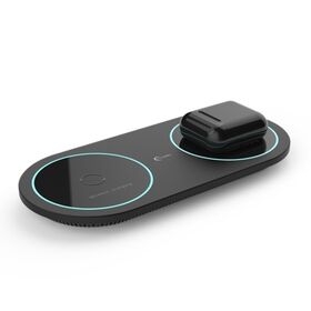 Logotipo personalizado oficina en casa pequeño escritorio 2 en 1 teléfono móvil portátil 15w universal inalámbrico cargador rápido pad para smartphone