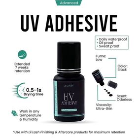 Adhesivo UV para Pestañas, Secado Rápido 0.5s - 1s, Resistente al Agua, Pegamento para Extensiones de Pestañas, Etiqueta Privada