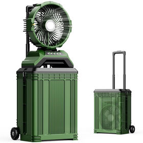Portable Misting Fan with 30L Bucket 30000mAh Rechargeable Battery Powered Outdoor Oscillating Cooling Fan Water Spray Fan (Green)