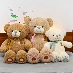 Cartoon Ribbon Rose Bear Plush Toy Waxed PP Cotton Home Decor Pillow Filled Stress Relief Mesh for Birthday Events