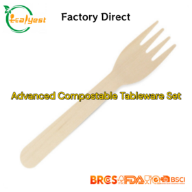 125mm en bois biodégradable Couverts Set couteau en bois fourchette cuillère, parfait pour manger, Camping en plein air, fête, pique-niques, mariages, Dinne
