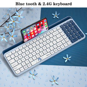El teclado inalámbrico de tres modos de Bluetooth 5,0, teclado inalámbrico QWERTY con el tenedor del teléfono, acepta al OEM, calidad de la altura